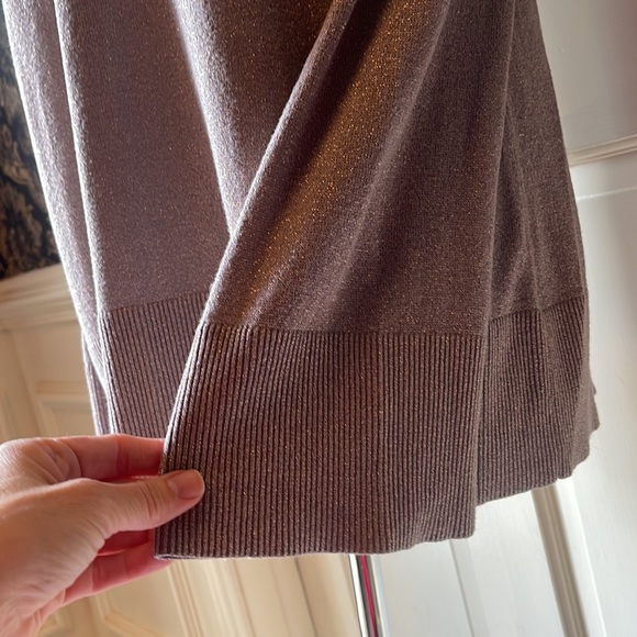 Loft Gray cold shoulder sweater with woven metallic - Picture 3 of 5